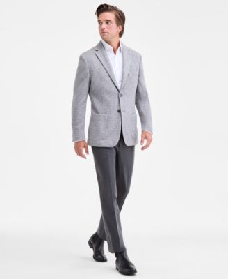 Men's Classic-Fit Stretch Heather Gray Knit Sport Coat