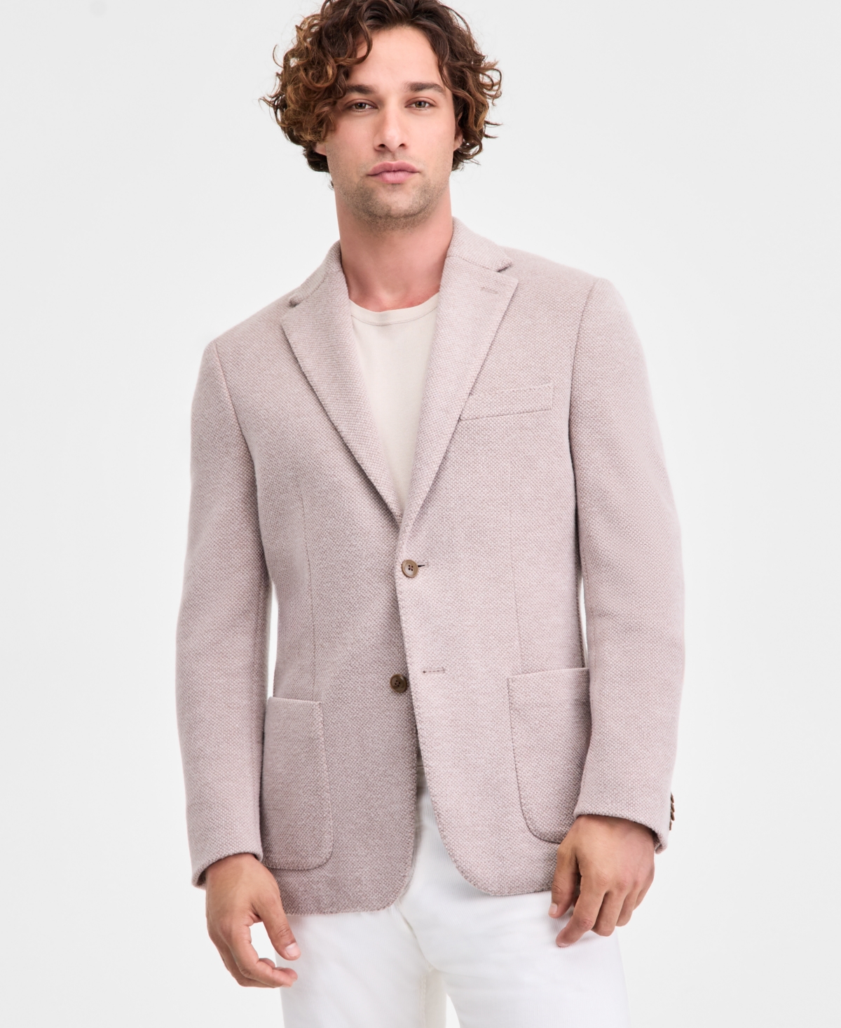 Michael Kors Men's Classic-fit Stretch Oatmeal Knit Sport Coat In Neutral
