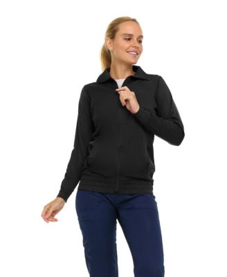 Women's Scrub Jackets for Woman, Zip Front Nurse Jacket, 4-Way Stretch Fabric Warm Up Coat Pewter X Large