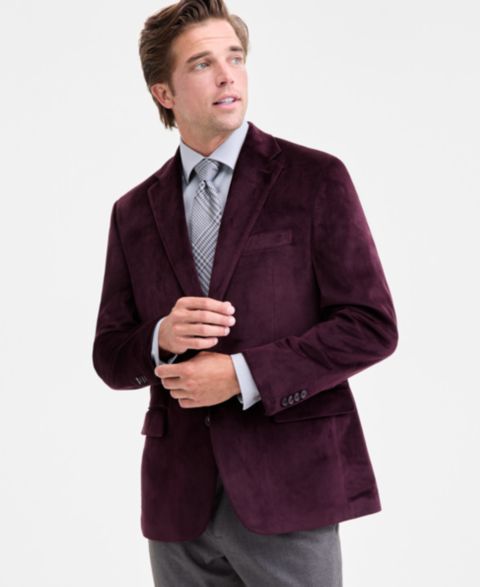 Мужские пиджаки Michael Kors Classic Fit Velvet Sport Coats, цвет: Бордовый