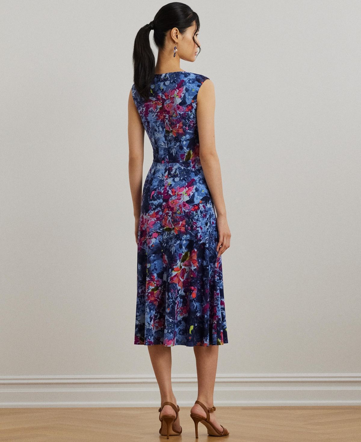 Ralph Lauren Plus Size Print Twist-front Jersey Dress In Blue