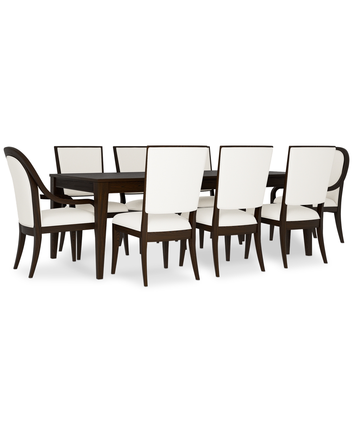 Macy's Mazen 9-pc. Dining Set (table, 6 Side Chairs & 2 Arm Chairs) In Dark Brown