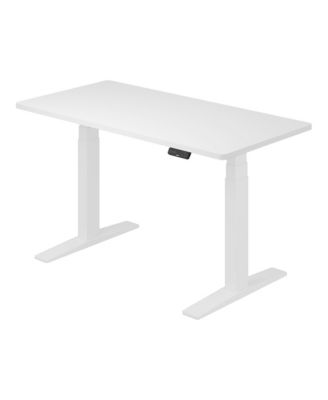 E7-COMMERCIAL 55  W Electric Adjustable Standing Desk, Rectangular Chipboard Top & Base, All White