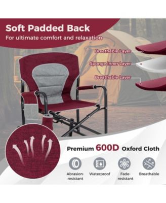 Outdoor Rocker Camping Chair with Dual Springs and Padded Back