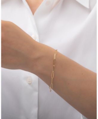 14k Gold Paper Clip Chain Bracelet