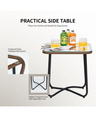 3 Piece Patio Conversation Furniture Set Outdoor Bistro Set w/ Cushions