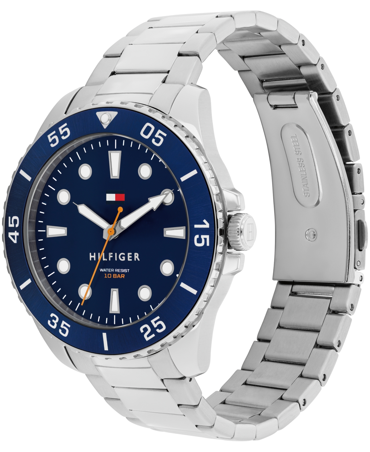 Tommy Hilfiger Men's Quartz Silver-tone Stainless Steel Bracelet Watch, 42mm In Silver