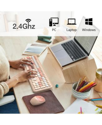 Wireless Keyboard and Mouse Combo, 2.4G Slim Full-Sized Ergonomic Keyboard Mouse for PC Desktop Laptops Windows