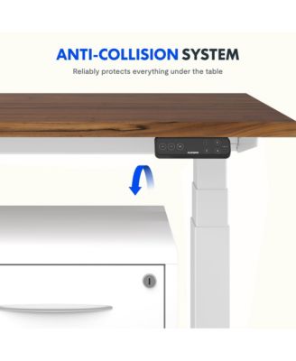 E7-COMMERCIAL 48  W Electric Adjustable Standing Desk, Black Walnut Top, White Base