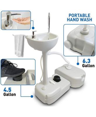 Portable Handwash Sink with 24 Liter Waste Holding Tank, Basin Stand, and Rolling Wheels – Ideal for Indoor & Outdoor Use