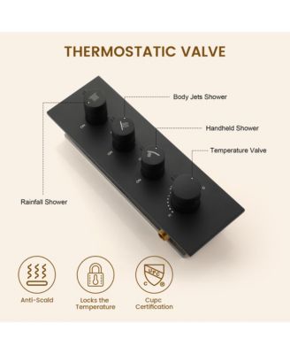 Body Jets With Handheld Shower Ceiling-Mounted Thermostatic Shower System