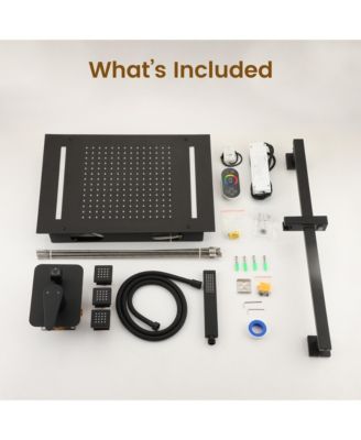 All-In-One Thermostatic Shower System with LED Light and Body Jets