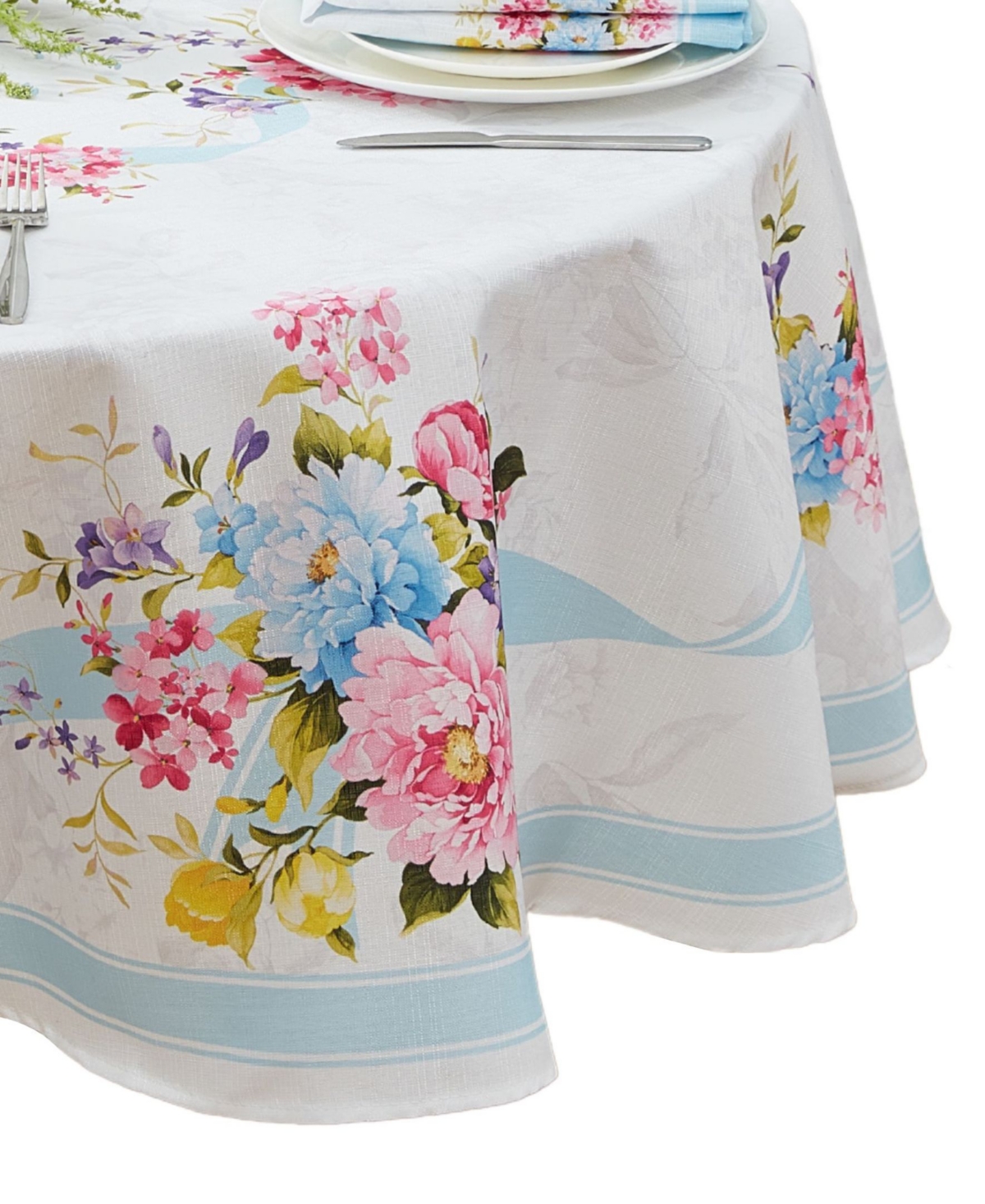 Elrene Rose Cottage Engineered Tablecloth, 60" X 84" Oval In Multi
