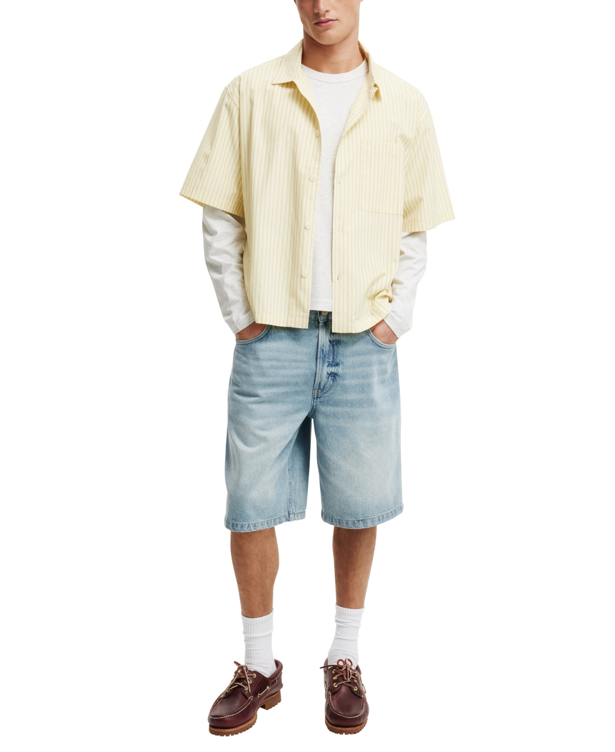 Shop Cotton On Men's Cropped Fit Long Sleeve T-shirt In White Marle