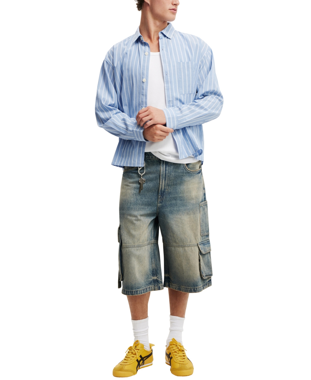 Shop Cotton On Men's Super Baggy Jort Shorts In Cargo Sandstorm Blue