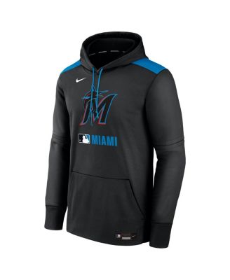Men's Black Miami Marlins Authentic Collection Performance Pullover Hoodie