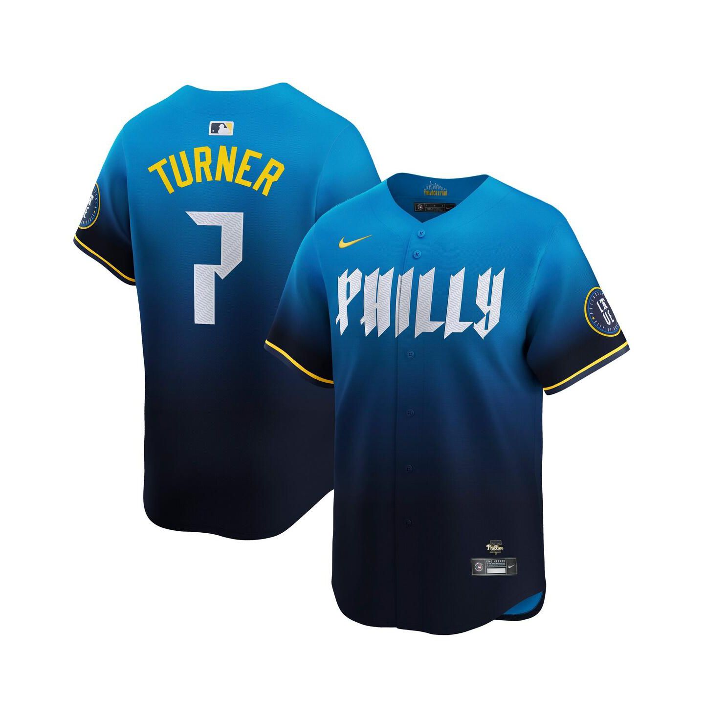 Мужской топ Nike Trea Turner Blue Philadelphia Phillies City Connect Limited Player Jersey — фото 1