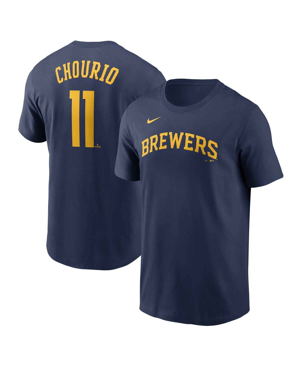 Nike Men's Jackson Chourio Navy Milwaukee Brewers Fuse Name Number T-shirt