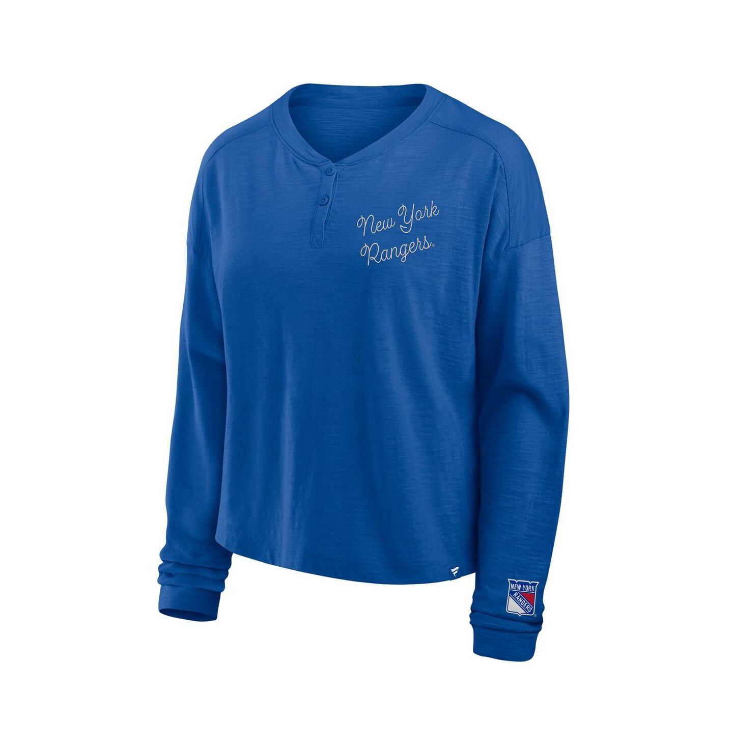 Женская футболка Fanatics Blue New York Rangers Oversized All Out Effort Long Sleeve Henley — фото 3