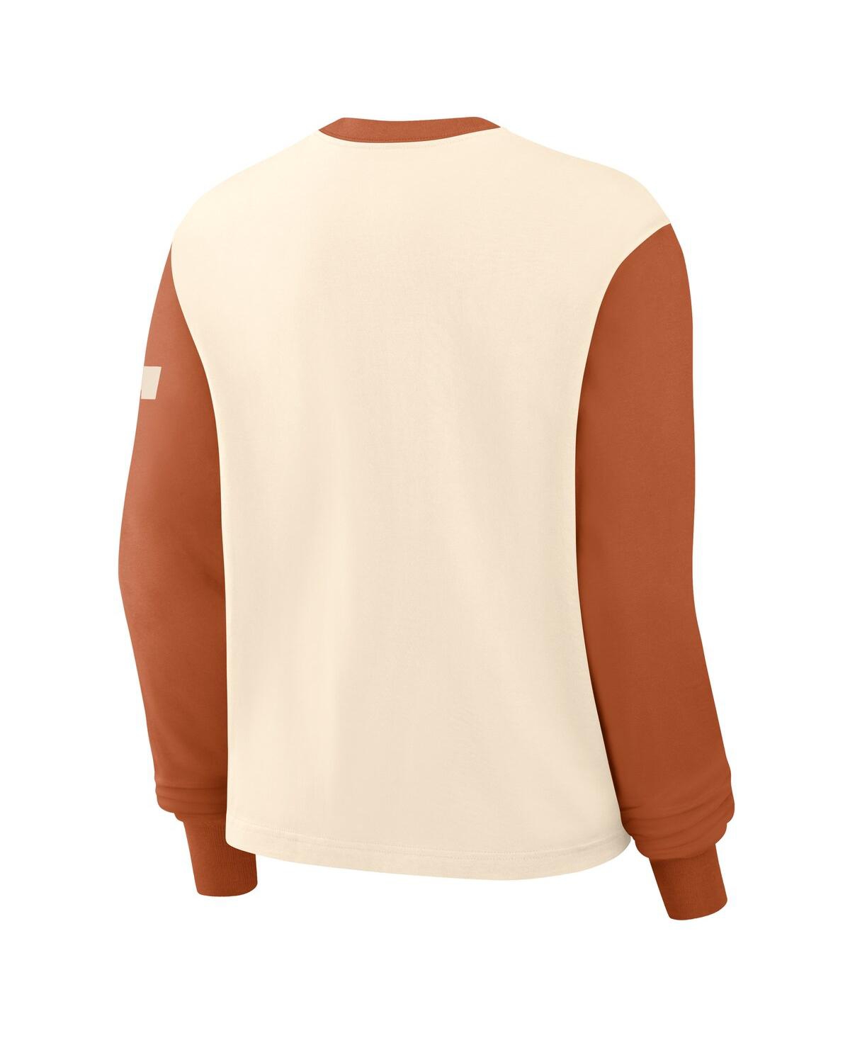 Nike Women's Natural/texas Orange Texas Longhorns Color Block Boxy Long Sleeve T-shirt In Natural,texas Orange