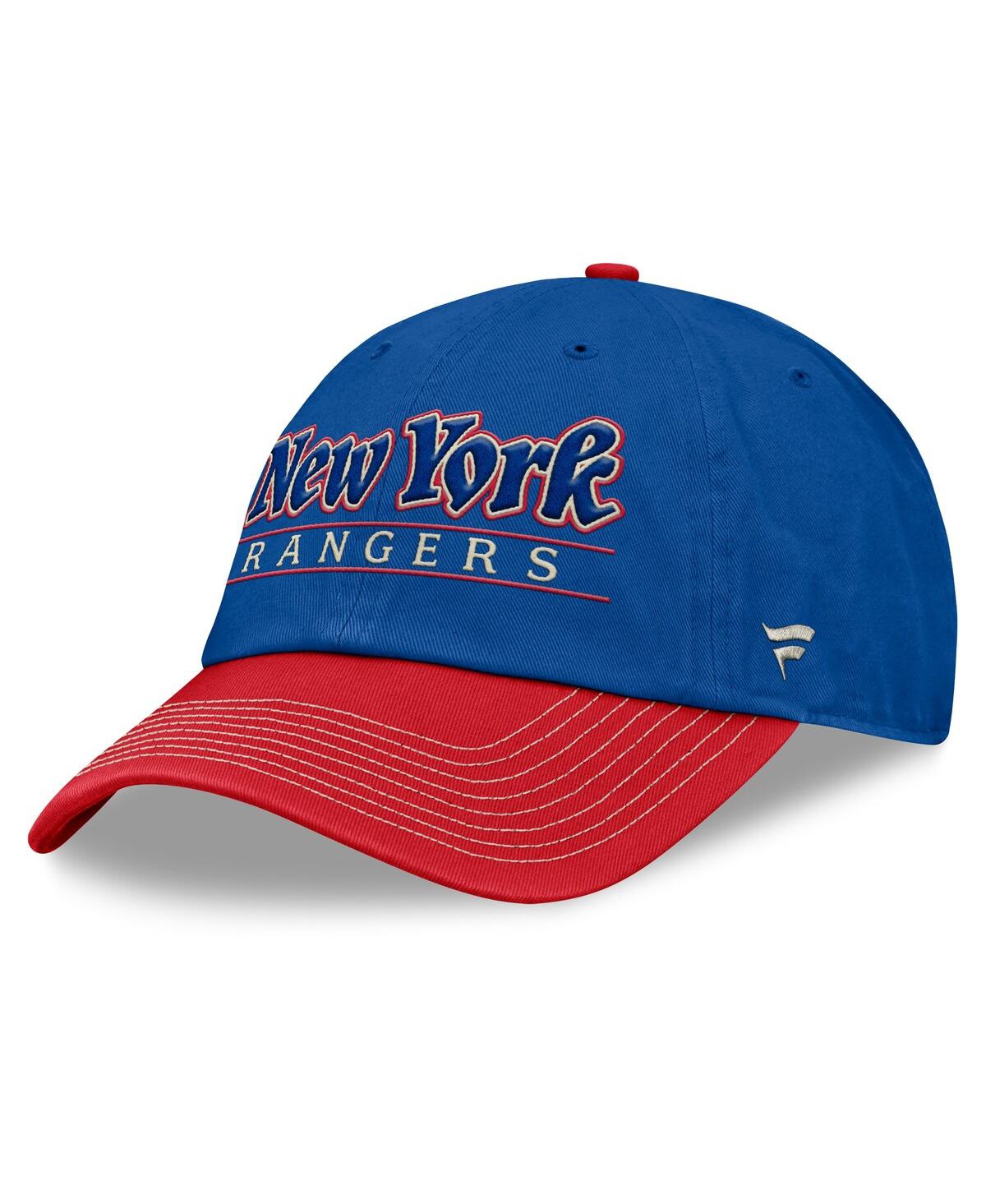 Fanatics Men's Blue/red New York Rangers Heritage Home Ice Two-tone Adjustable Hat In Blue,red