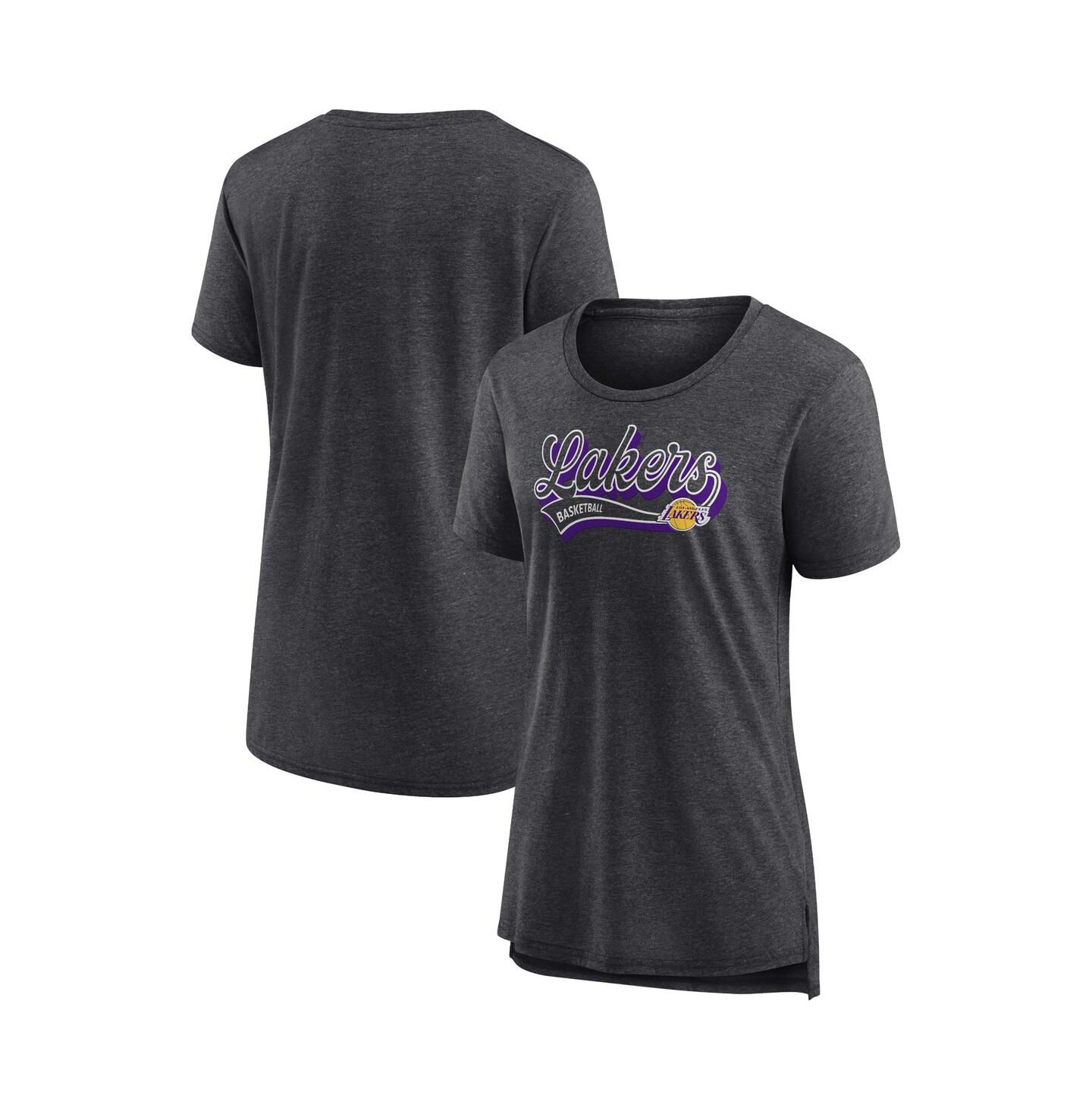 Женская футболка Fanatics Heather Charcoal Los Angeles Lakers League Leader Tri-Blend — фото 1
