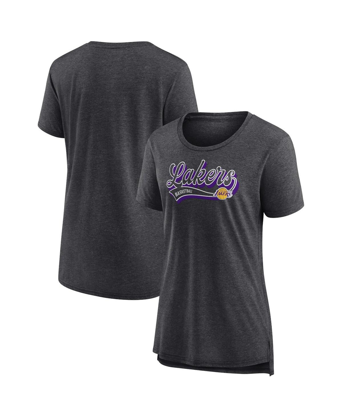 Fanatics Women's Heather Charcoal Los Angeles Lakers League Leader Tri-blend T-shirt In Heather Charcoal