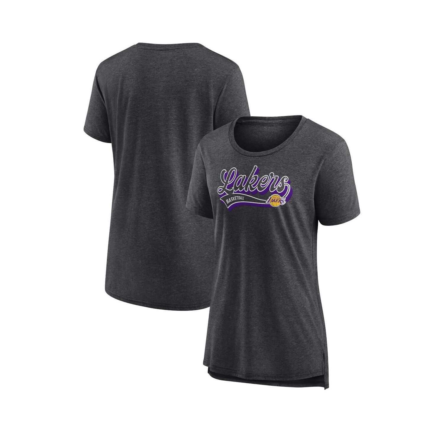 Women's Heather Charcoal Los Angeles Lakers League Leader Tri-Blend T-Shirt