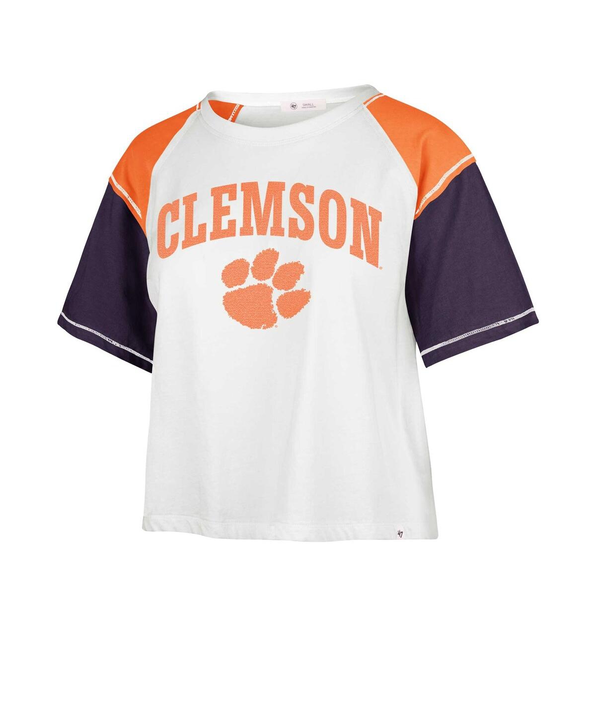 47 BRAND WOMEN'S WHITE CLEMSON TIGERS SERENITY GIA CROPPED T-SHIRT 