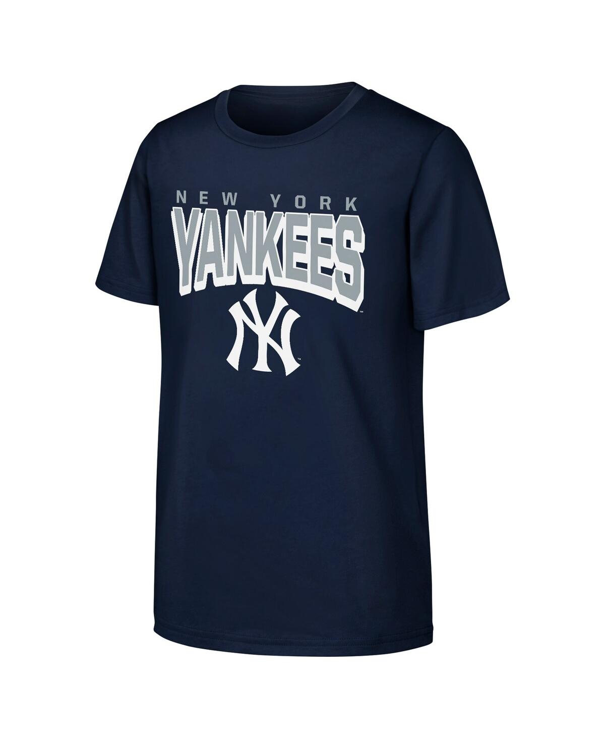 Outerstuff Big Boys And Girls Navy New York Yankees On The Block T-shirt In Navy