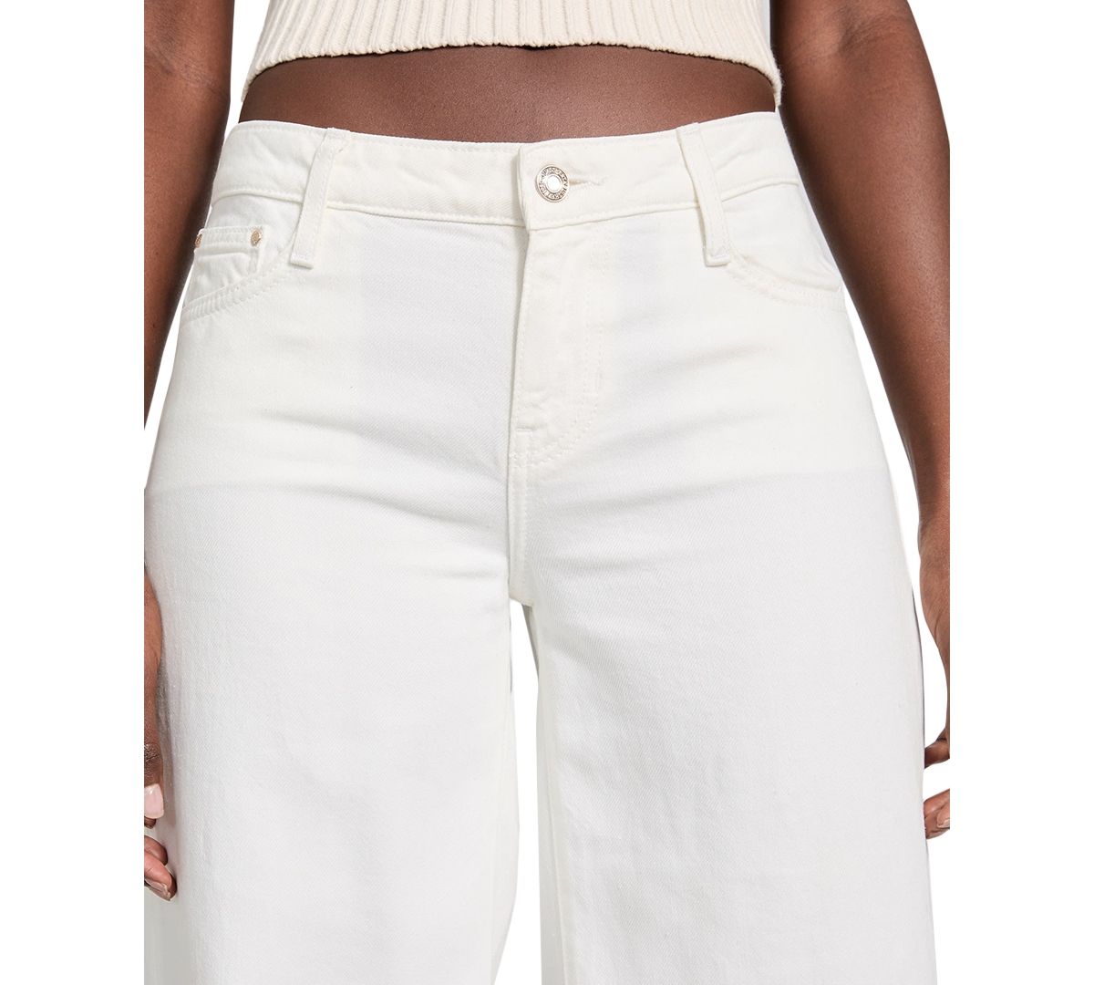 GUESS WOMEN'S MID-RISE WIDE-LEG JEANS 