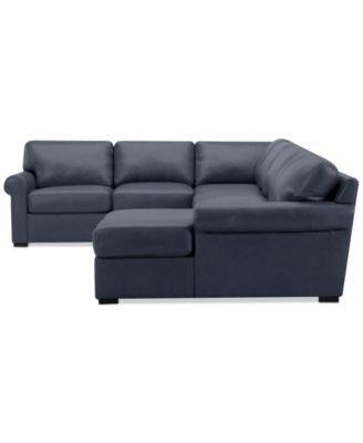 Radley Roll Arm 139" 5-Pc. Leather Square Corner Chaise Sectional