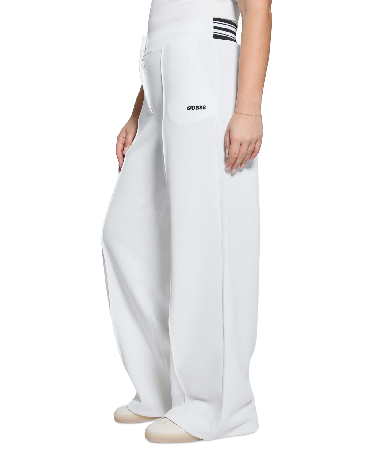Guess Amaryllis Wide Leg Pants In Pure White