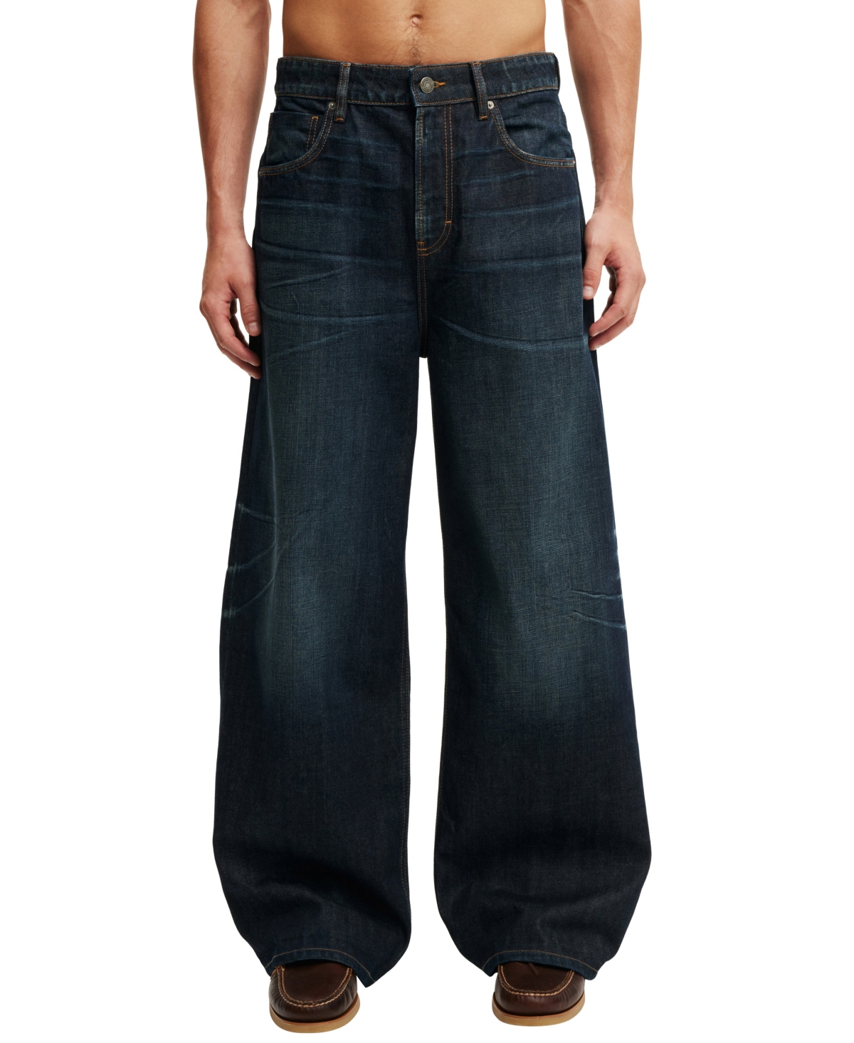 Shop Cotton On Men's Super Baggy Jean In Selvedge Worn Blue