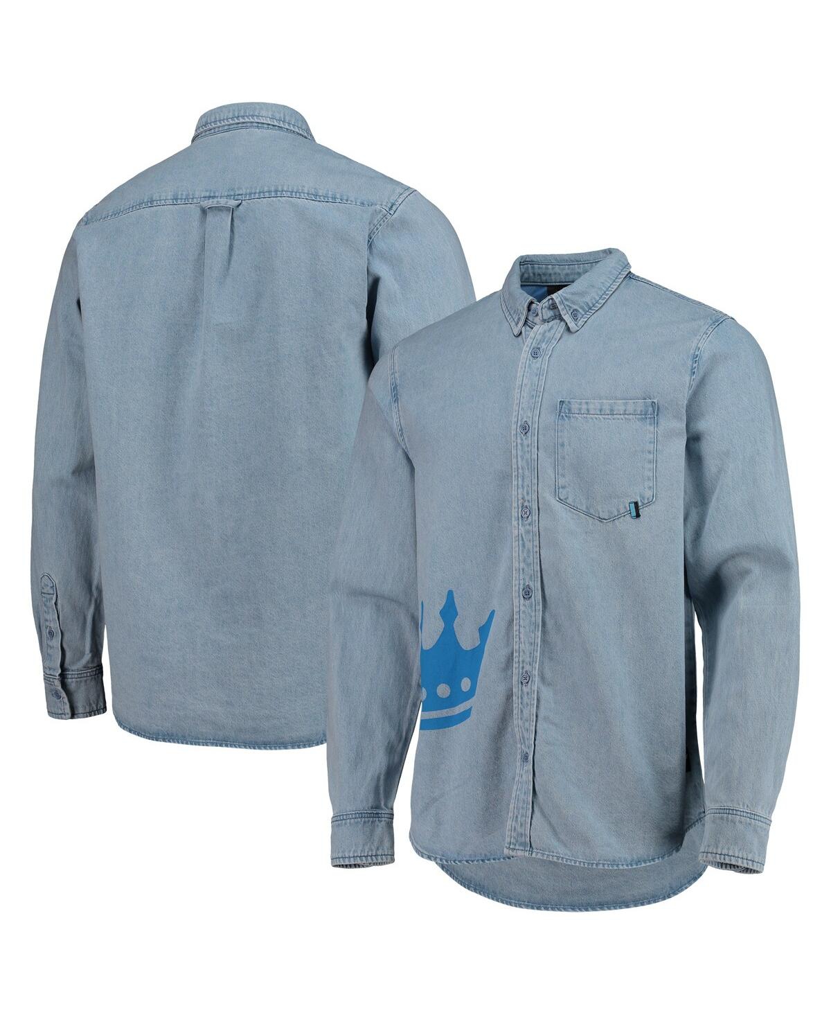 Men's Blue Charlotte Fc Denim Button-Down Long Sleeve Shirt - Blue