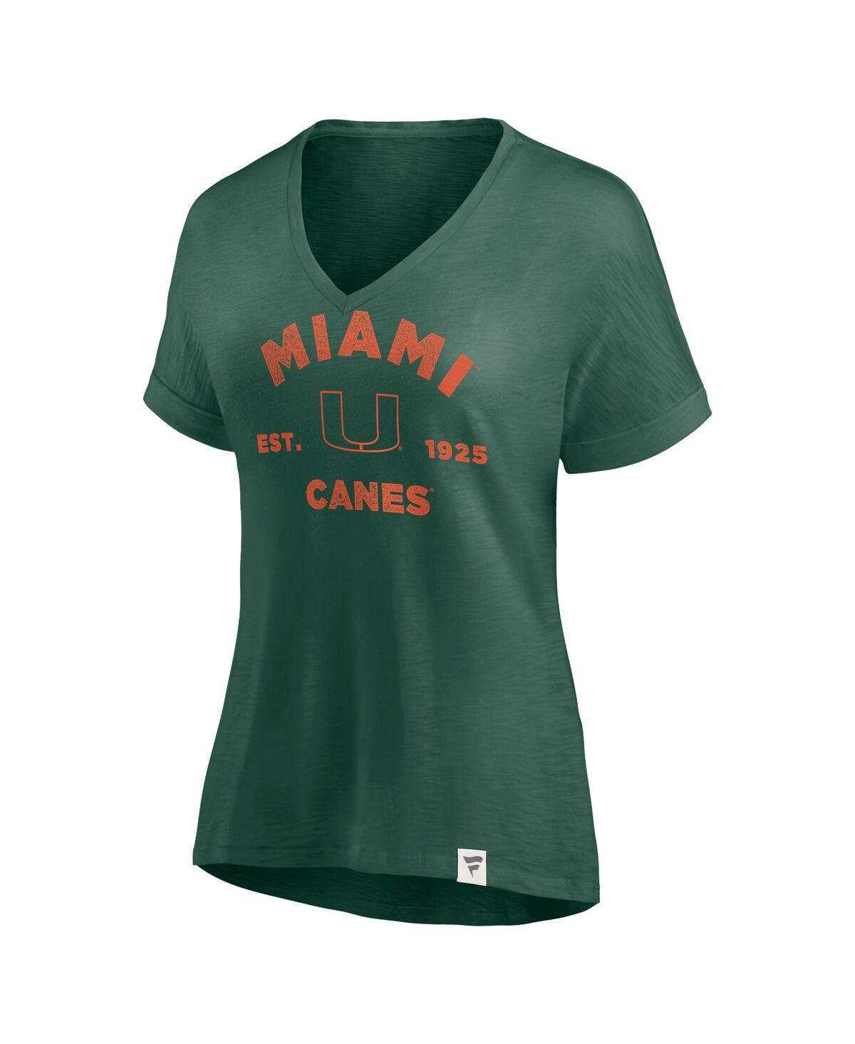 Fanatics Women's Green Miami Hurricanes True Classics Slub Flowy V-neck T-shirt In Green