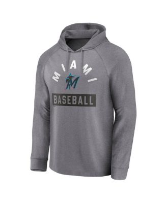 Men's Gray Miami Marlins No Time Off Raglan Pullover Hoodie