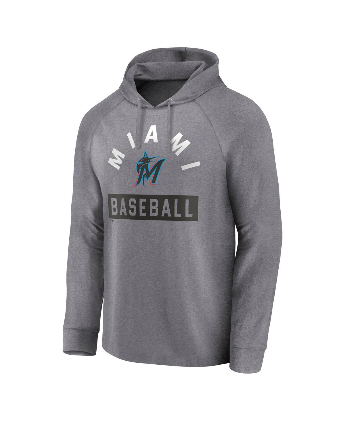 Fanatics Men's Gray Miami Marlins No Time Off Raglan Pullover Hoodie In Gray