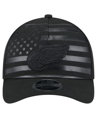 Men's Black Detroit Red Wings Game Day Stealth Flag 9FORTY A-Frame Adjustable Hat