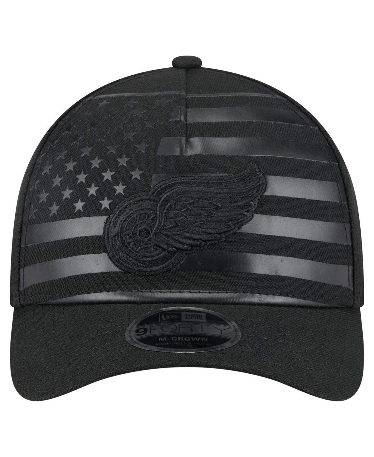 NEW ERA MEN'S BLACK DETROIT RED WINGS GAME DAY STEALTH FLAG 9FORTY A-FRAME ADJUSTABLE HAT 