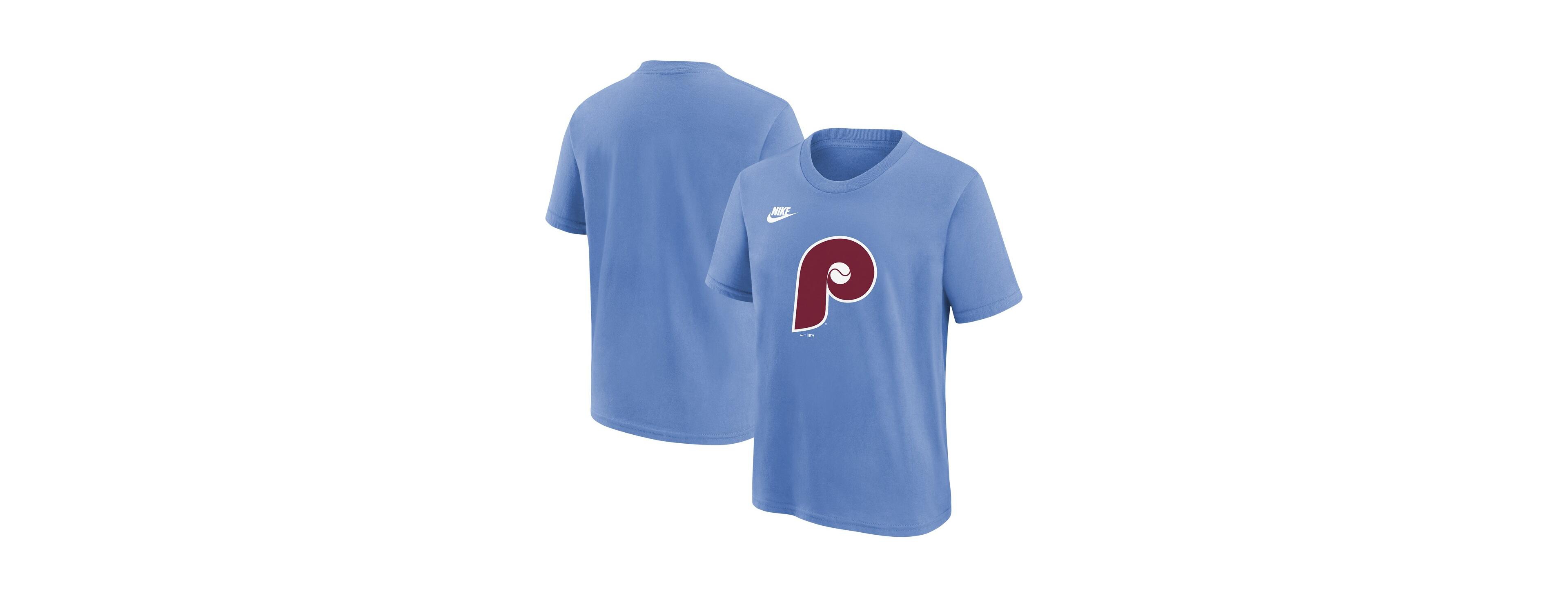 Nike Big Boys and Girls Light Blue Philadelphia Phillies Cooperstown Collection Team Logo T-Shirt