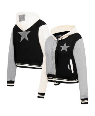 Pro Standard - Women's Gray Dallas Cowboys Reverse French Terry Color Block Full-Zip Hoodie