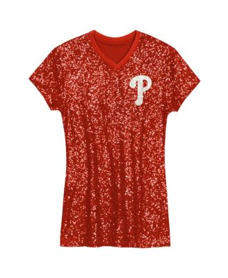 Girls Preschool Red Philadelphia Phillies Sequin V-Neck Dress