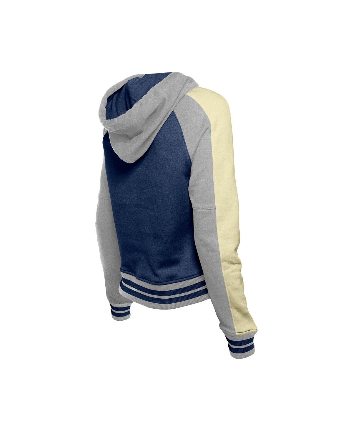 NEW ERA WOMEN'S NAVY NEW YORK YANKEES THROWBACK CROPPED RAGLAN PULLOVER HOODIE 