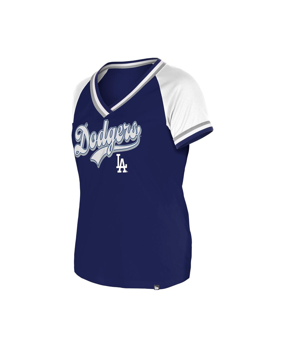 NEW ERA WOMEN'S ROYAL LOS ANGELES DODGERS GAMEDAY RAGLAN V-NECK T-SHIRT 
