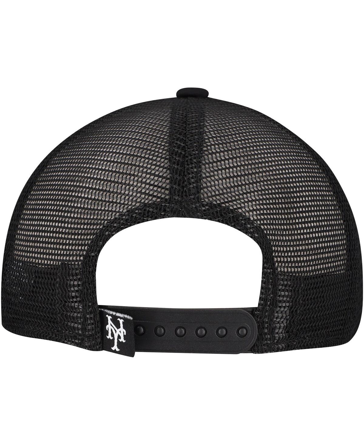 New Era Men's Black New York Mets Retro Bold A-frame Trucker 9forty Adjustable Hat In Black