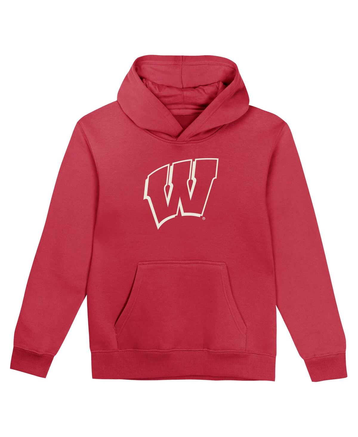 OUTERSTUFF TODDLER RED WISCONSIN BADGERS TEAM BANNER FLEECE PULLOVER HOODIE 