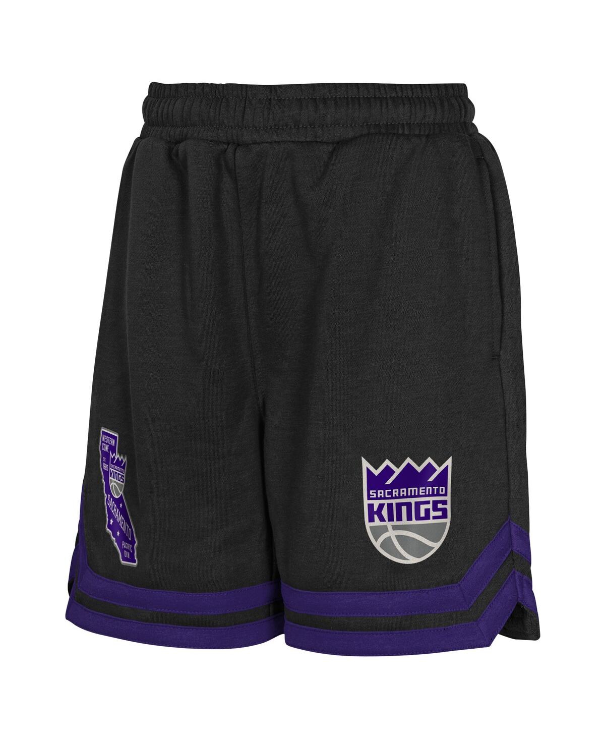 Outerstuff Big Boys And Girls Black Sacramento Kings Teardrop Fleece Shorts In Black