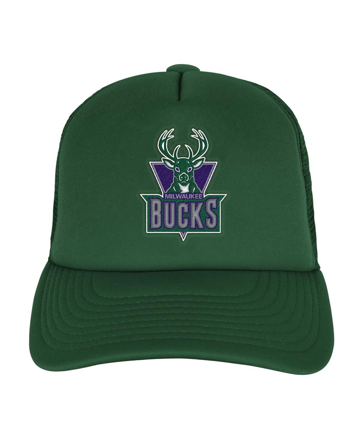 Shop Mitchell & Ness Big Boys And Girls Hunter Green Milwaukee Bucks Core Evergreen Trucker Adjustable Hat