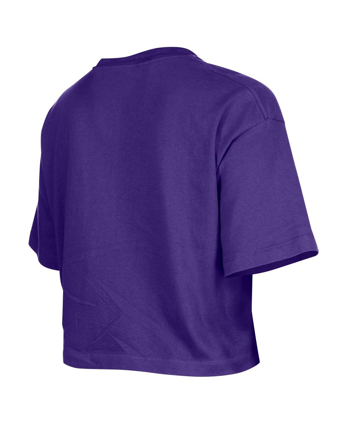 NEW ERA WOMEN'S PURPLE LOS ANGELES LAKERS OVERSIZED BOXY CROP T-SHIRT 